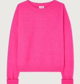 American Vintage VITOW PULL ML COL BATEAU ROSE FLUO