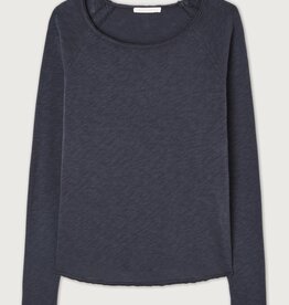 American Vintage SONOMA T-SHIRT ML COL BATEAU NAVY BLUE VINTAGE