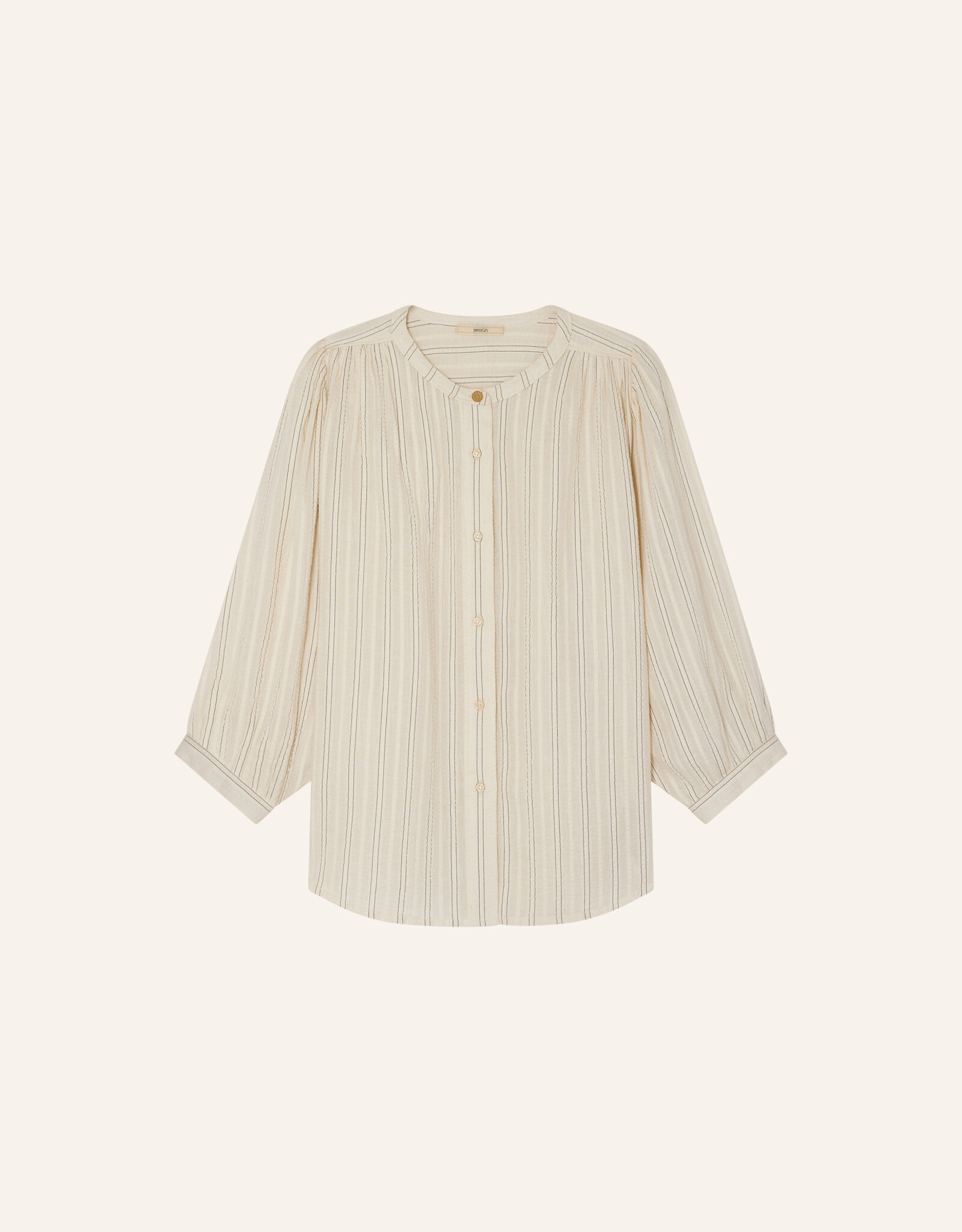 Sessun A VIEW Blouse with puff sleeves Sandcream