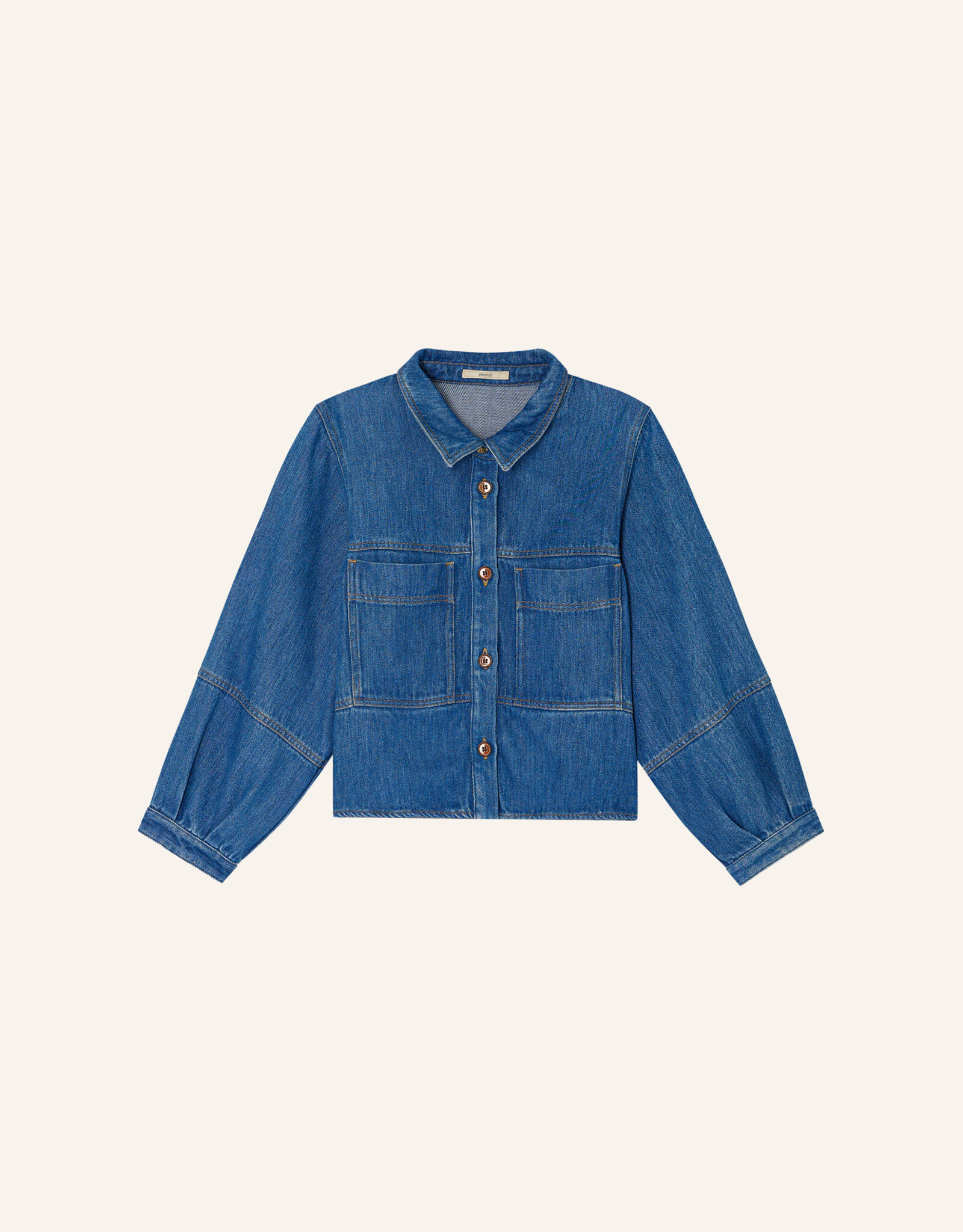 Sessun LEONE Overshirt puff sleeve Denim Blue