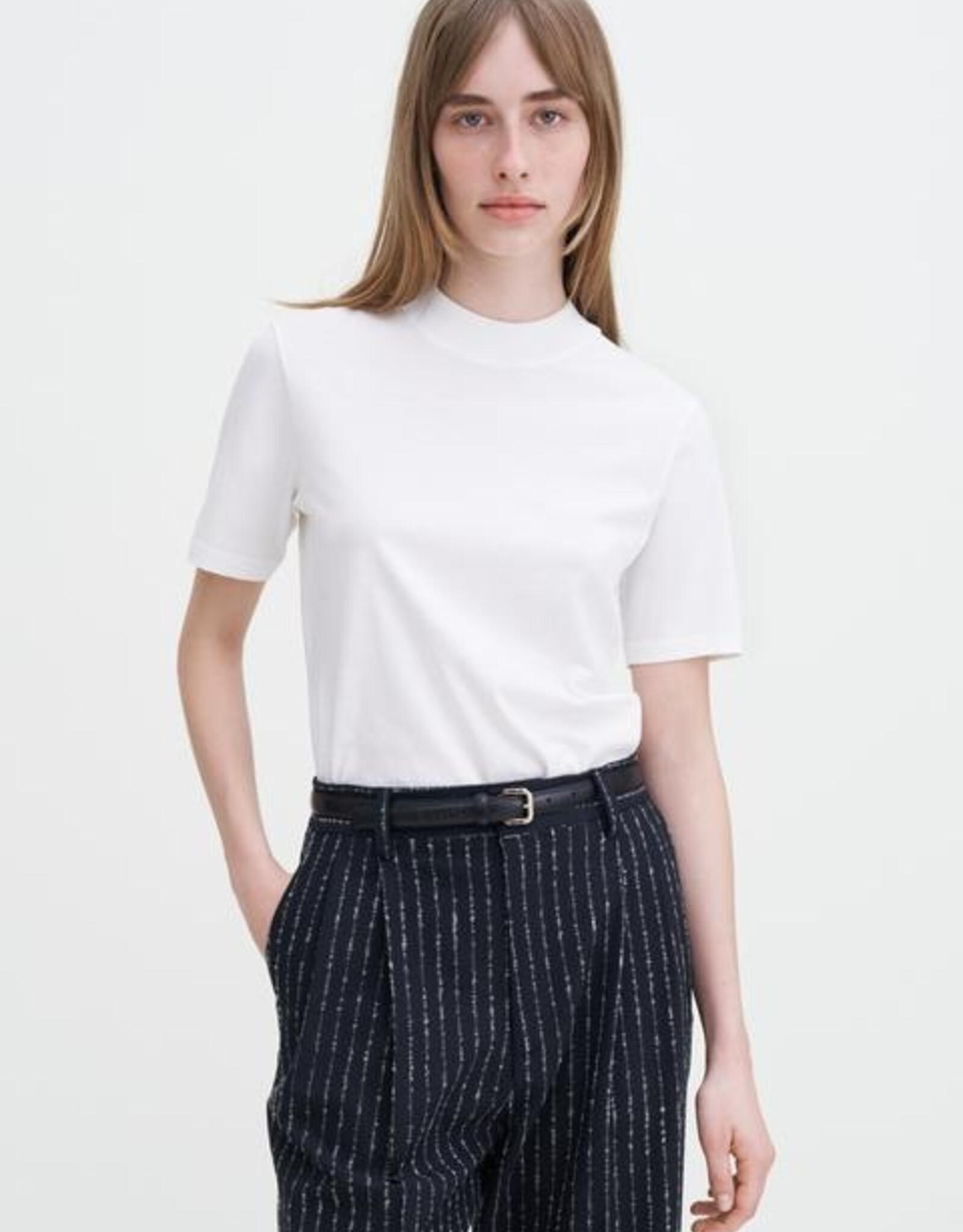Filippa K Mock Neck Tee White