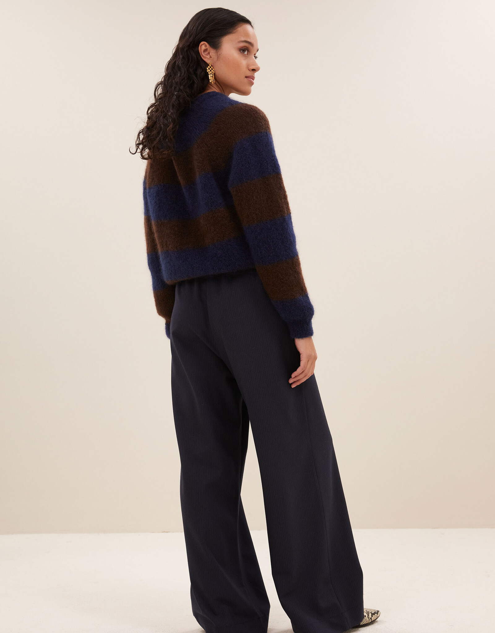 By-bar sian stripe cardigan dark brown stripe