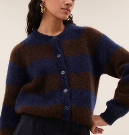 By-bar sian stripe cardigan dark brown stripe