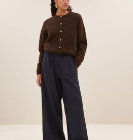 By-bar cleo natural cardigan deep brown