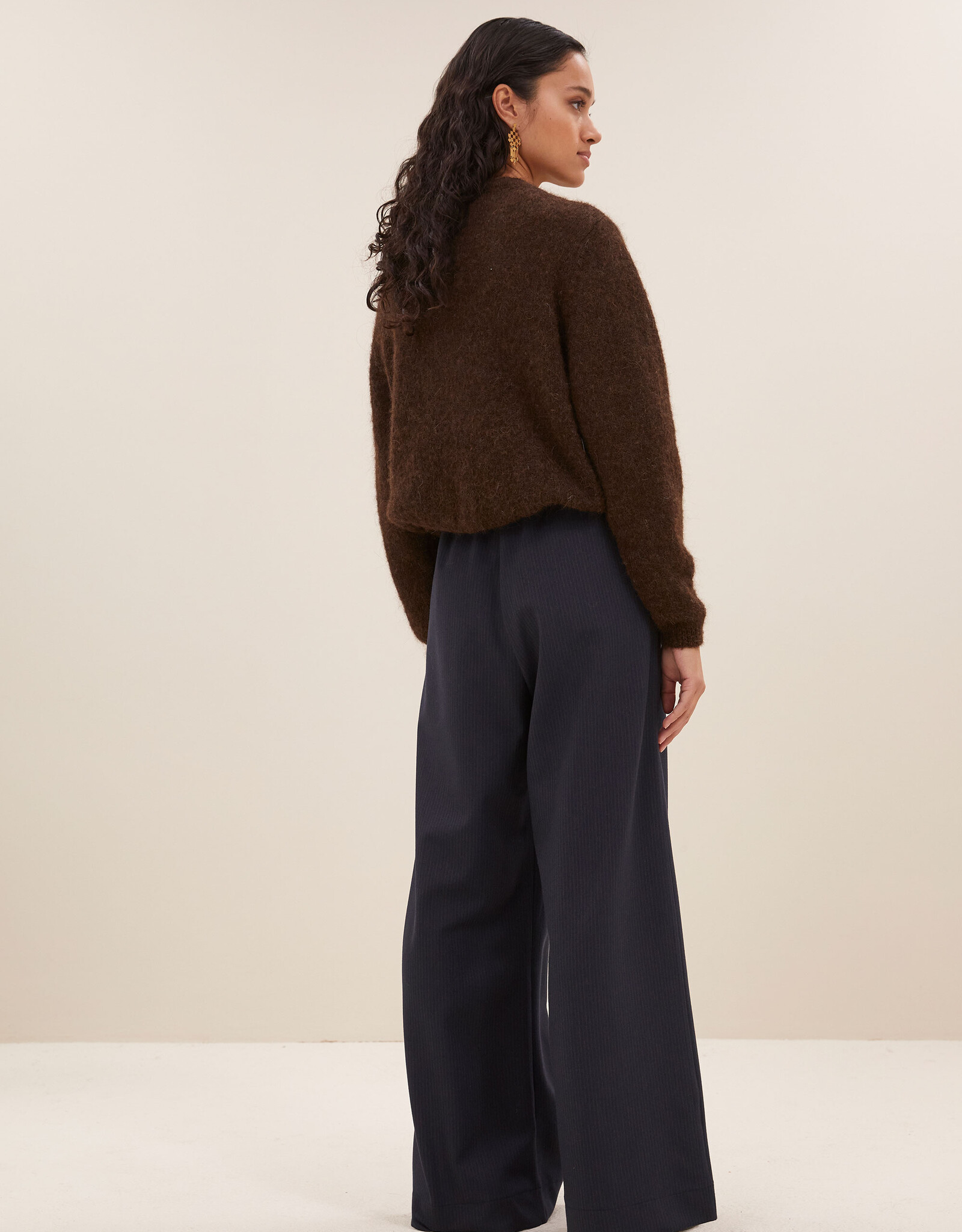 By-bar cleo natural cardigan deep brown