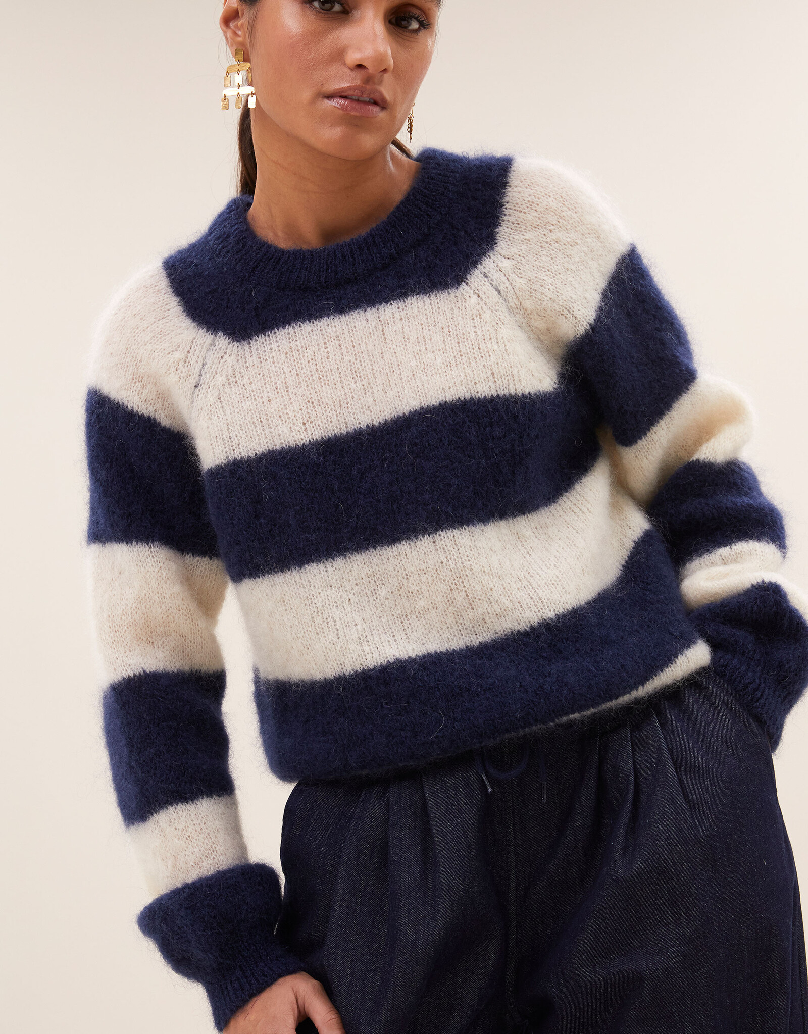 By-bar sian stripe pullover midnight stripe