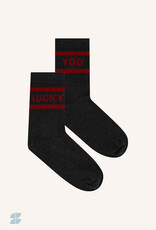 By-bar lucky sparkle dark grey socks wine
