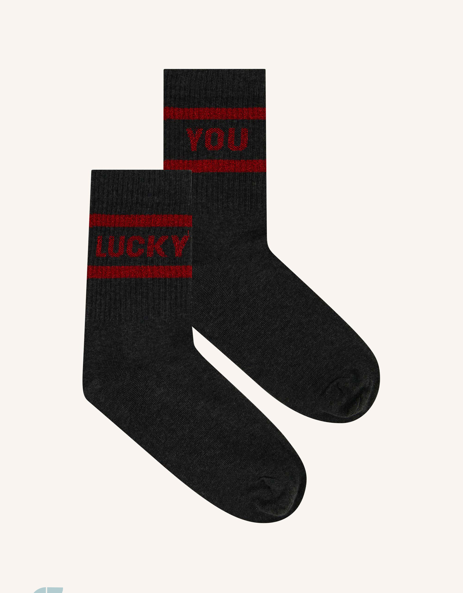 By-bar lucky sparkle dark grey socks wine