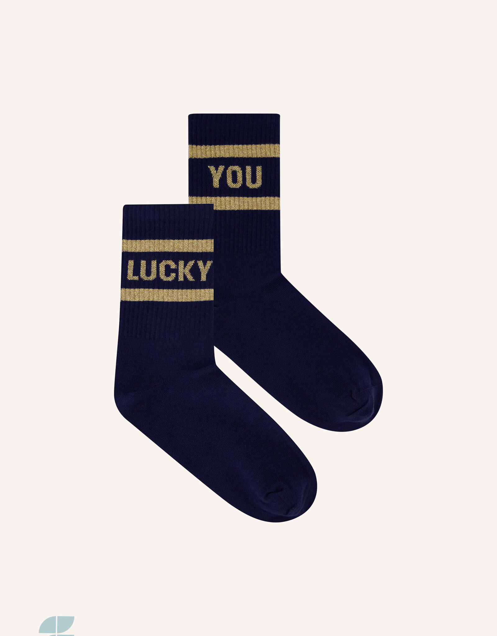 By-bar lucky sparkle navy socks gold