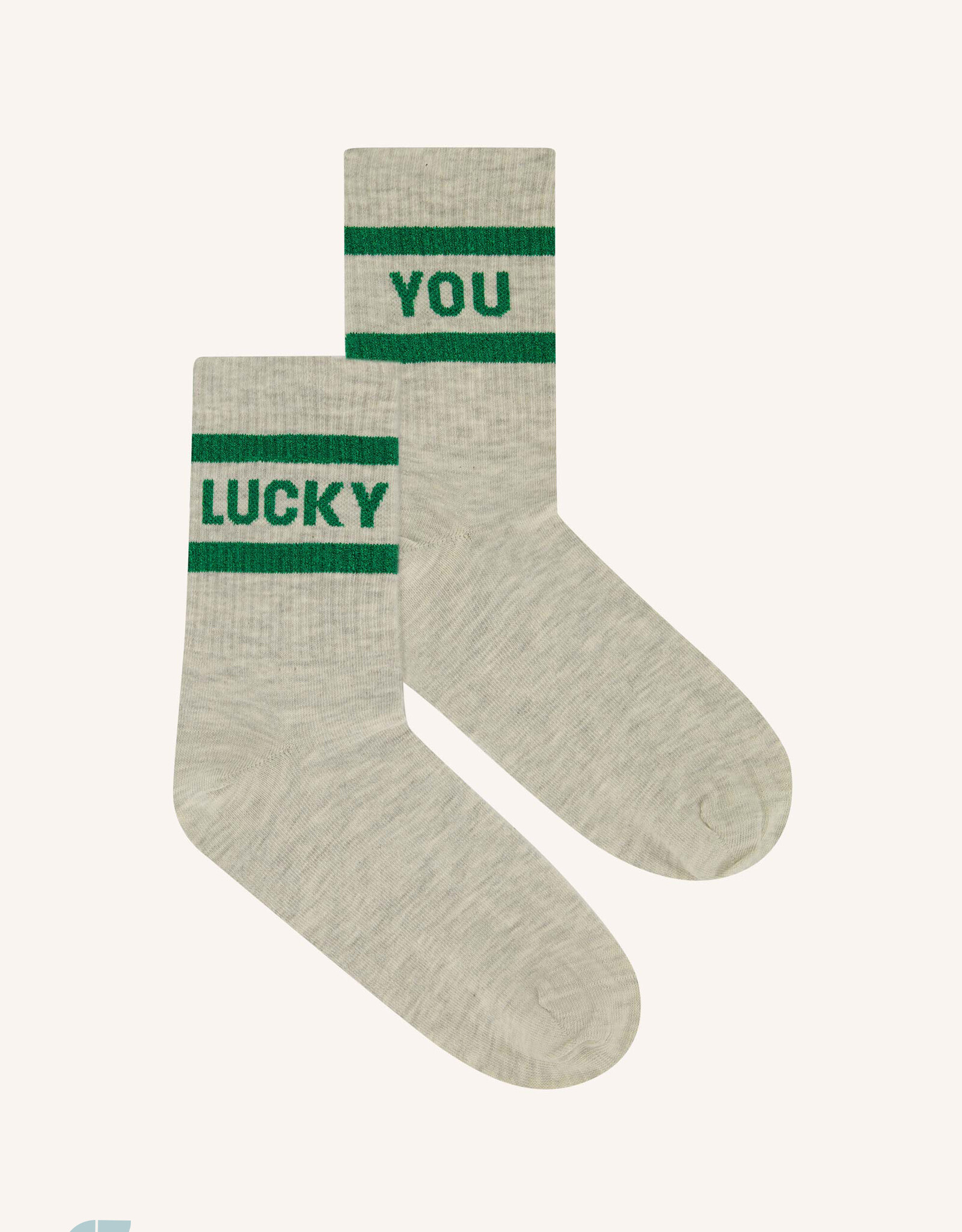 By-bar lucky sparkle grey socks spring green