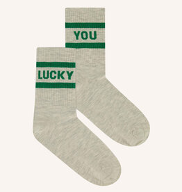By-bar lucky sparkle grey socks spring green