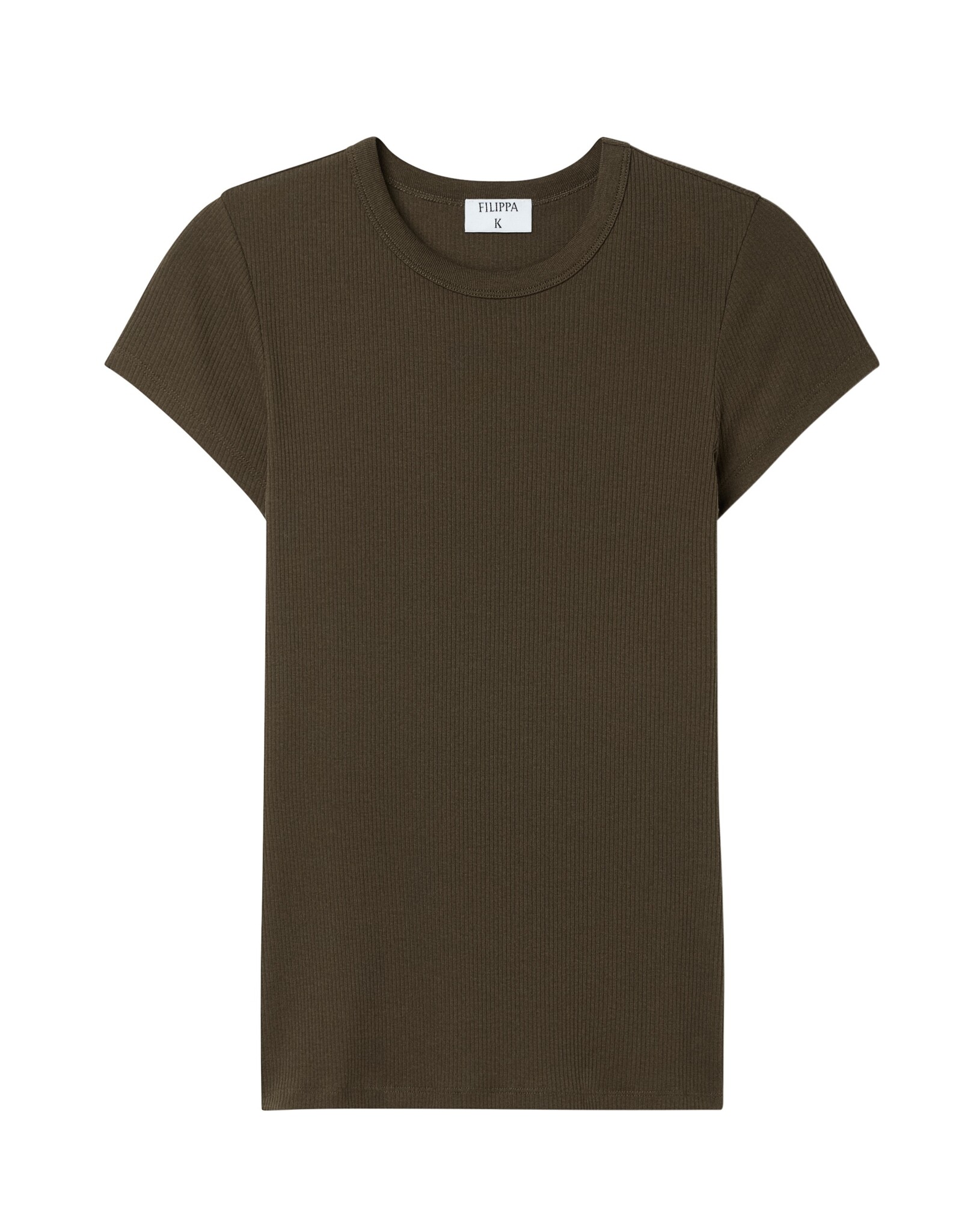 Filippa K Fine Rib Tee Dark Khaki Green