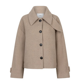 Ruby Tuesday Mari short boxy woolen jacket w collar Taupe