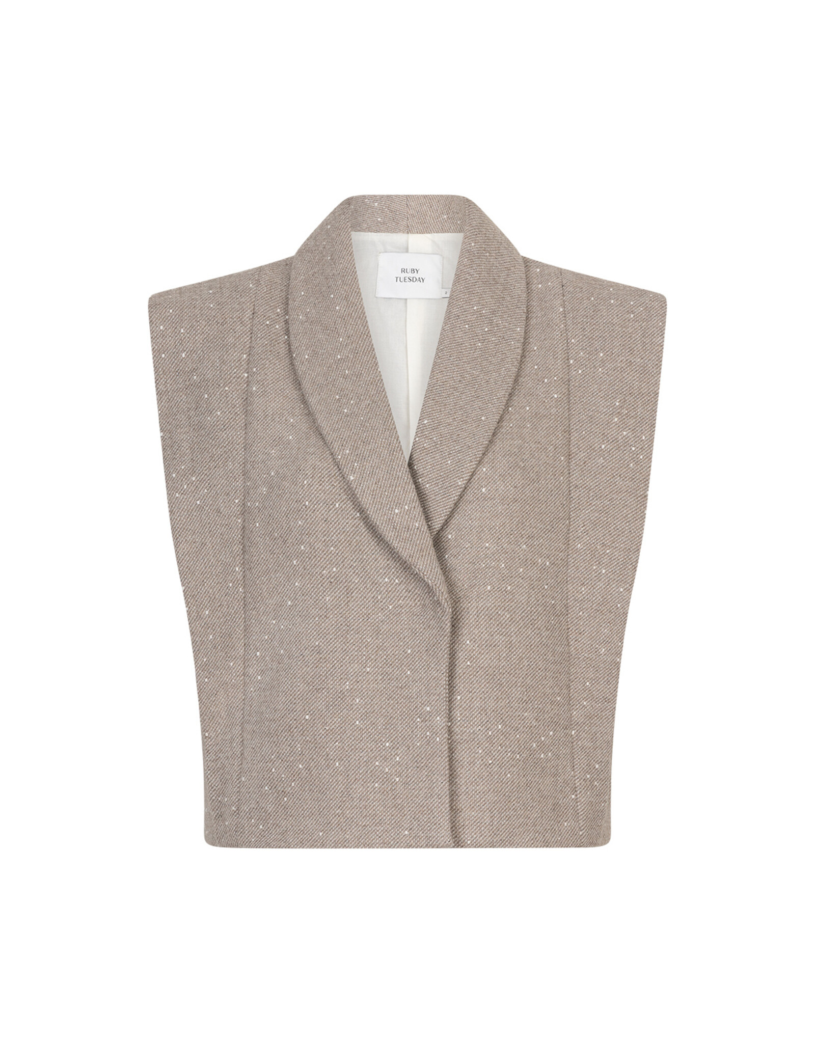 Ruby Tuesday Chava woolen scarf collar gilet TAUPE MELANGE
