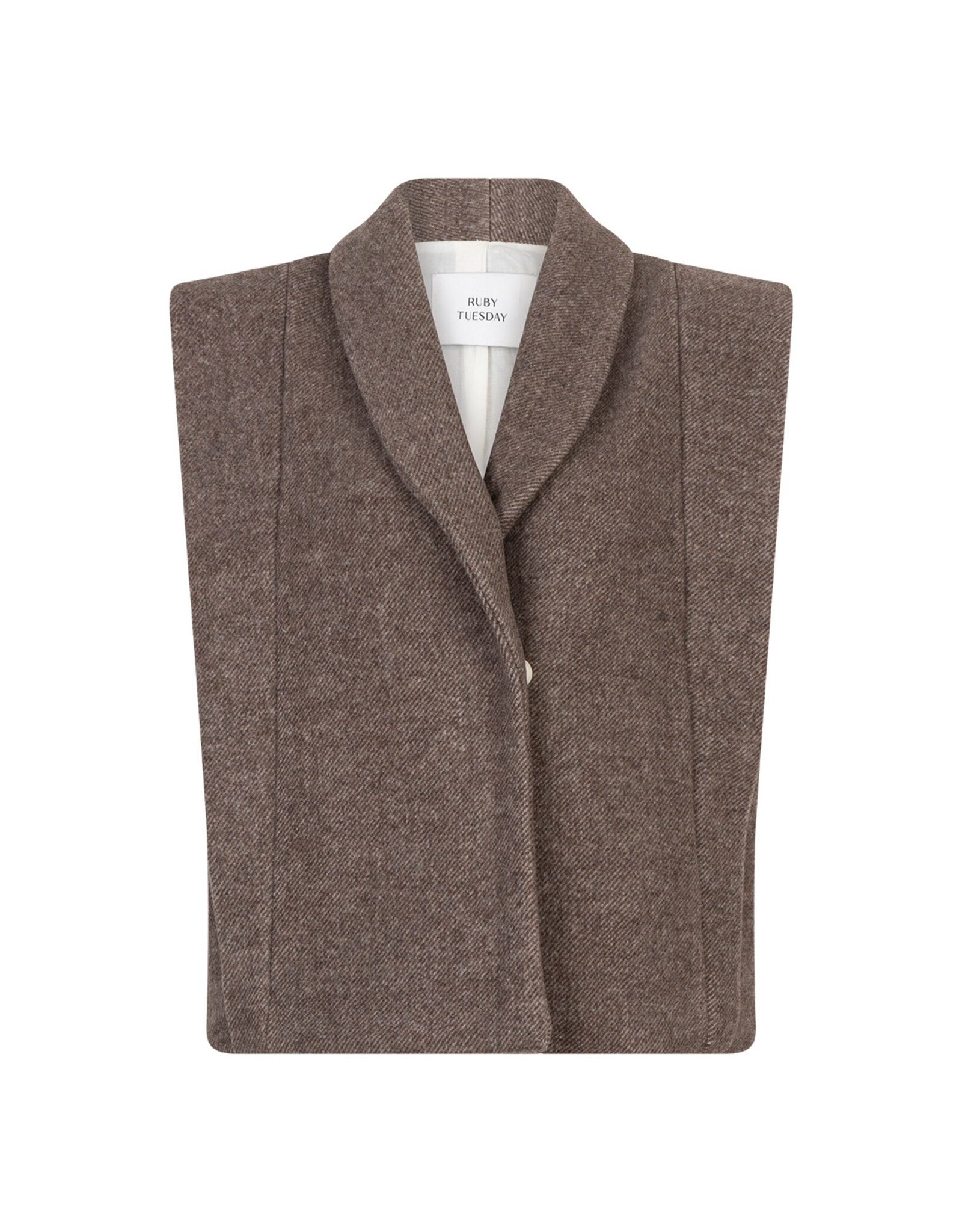 Ruby Tuesday Cedric scarf collar wool gilet Brown melange