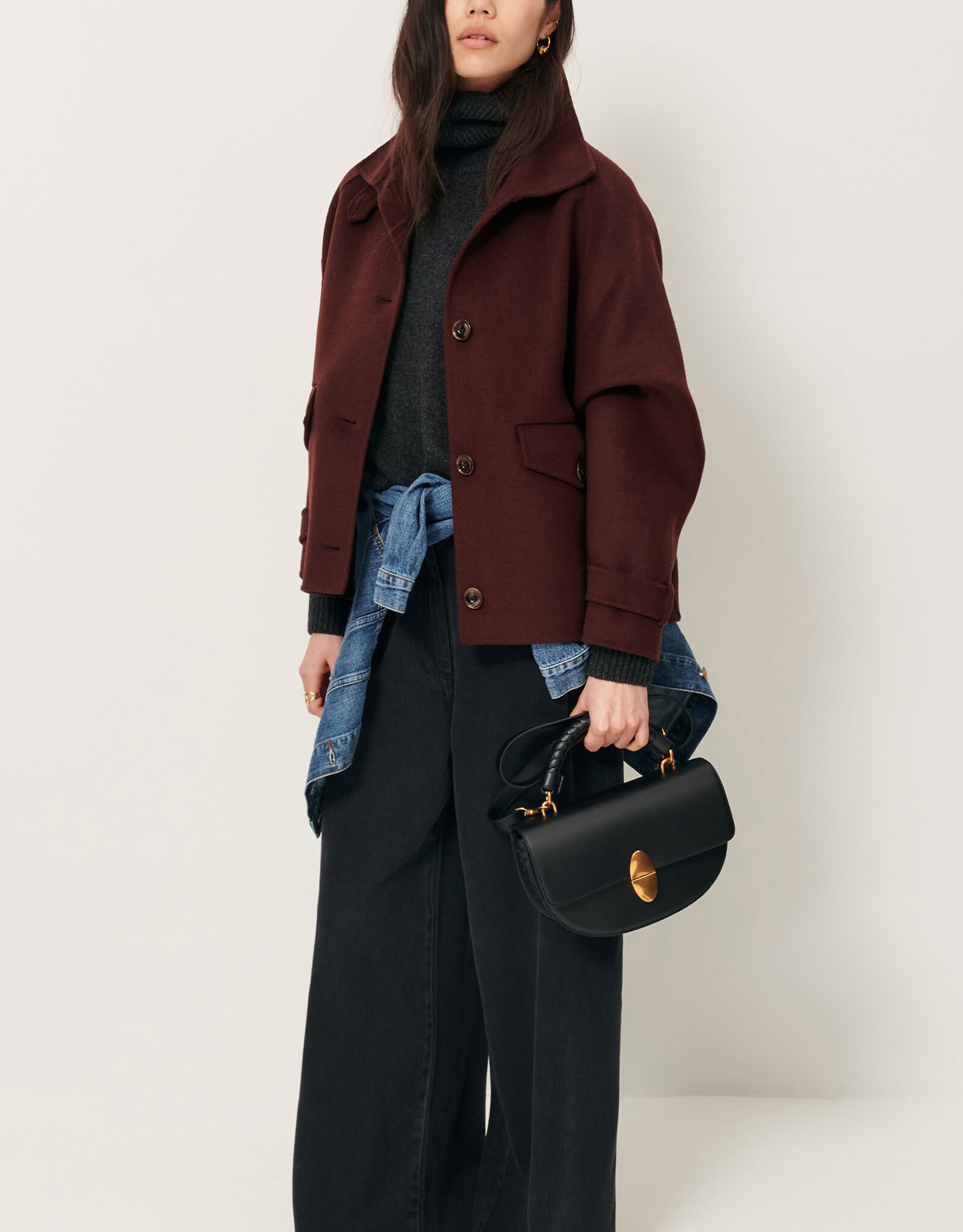 Sessun VALLEY NEVADO Short wool coat Espresso