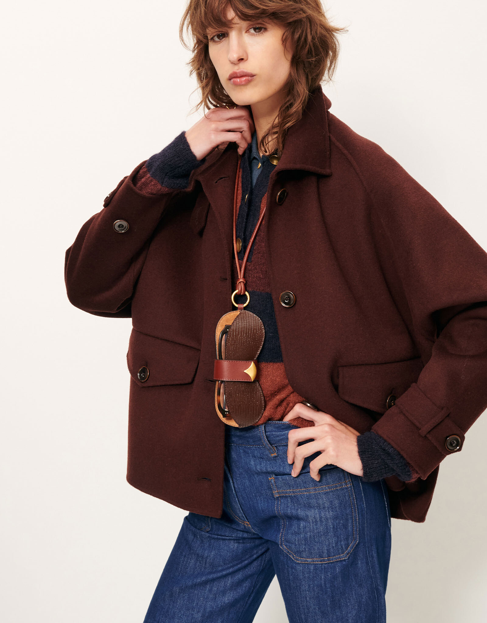 Sessun VALLEY NEVADO Short wool coat Espresso