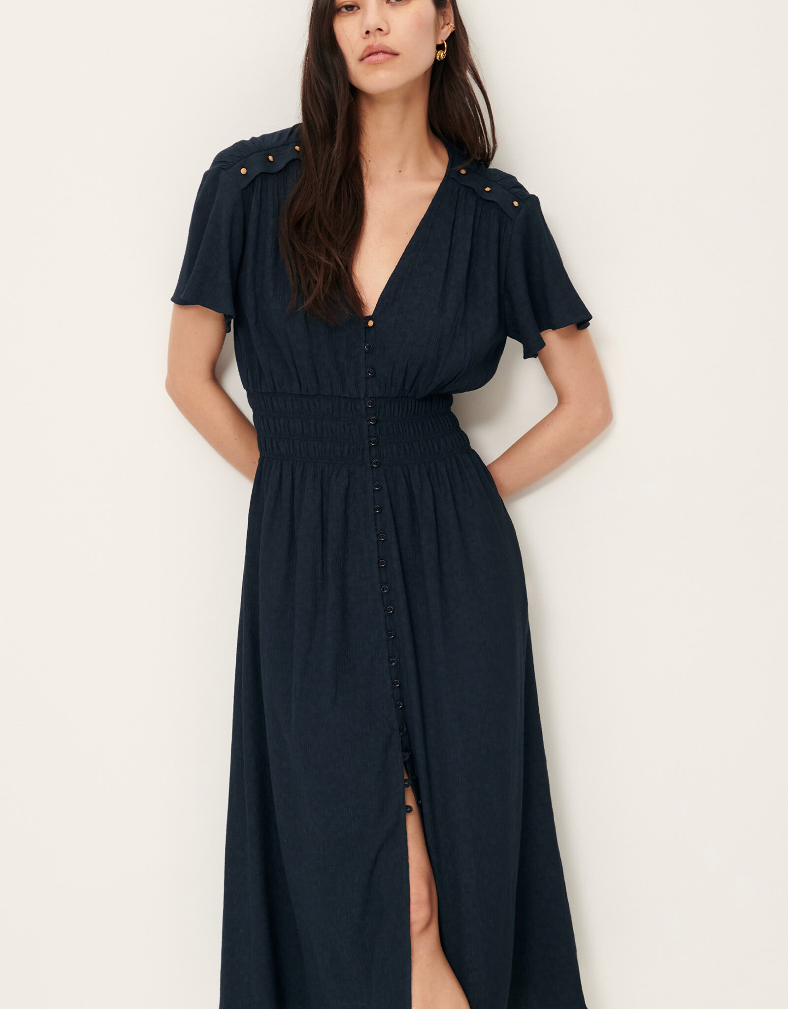 Sessun GALAYA Long dress with buttons Night Shadow