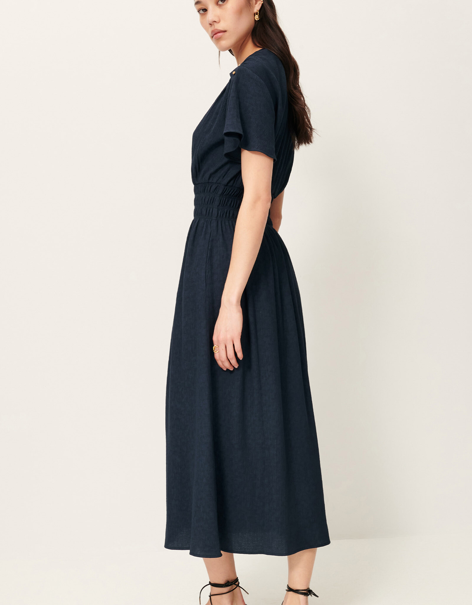 Sessun GALAYA Long dress with buttons Night Shadow