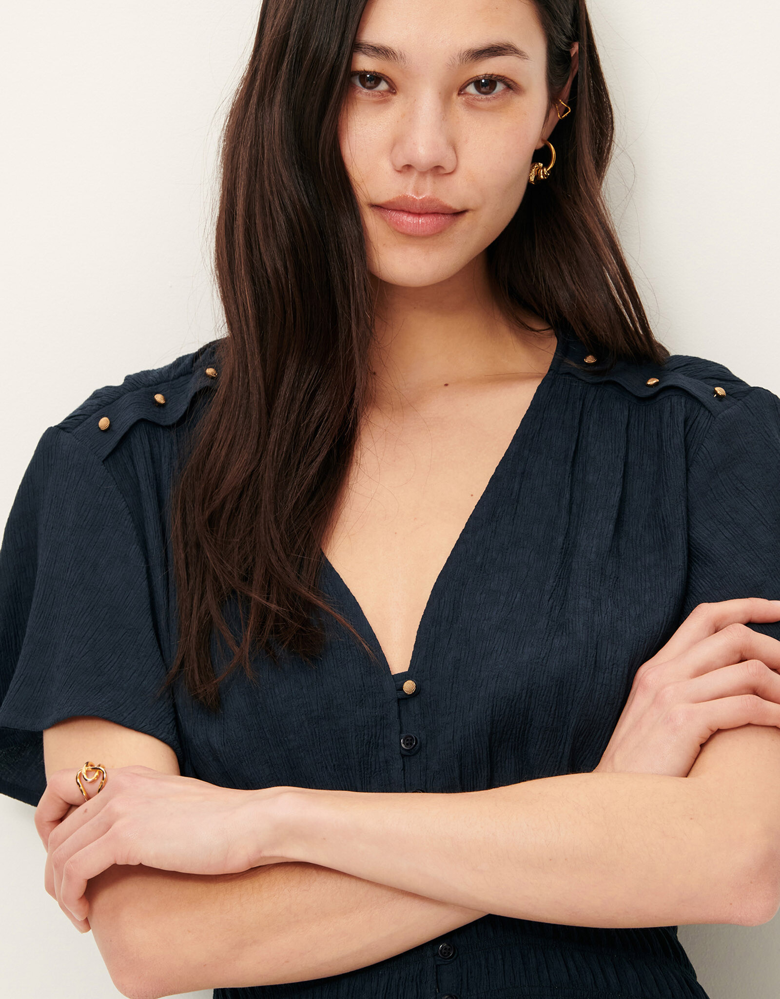 Sessun GALAYA Long dress with buttons Night Shadow