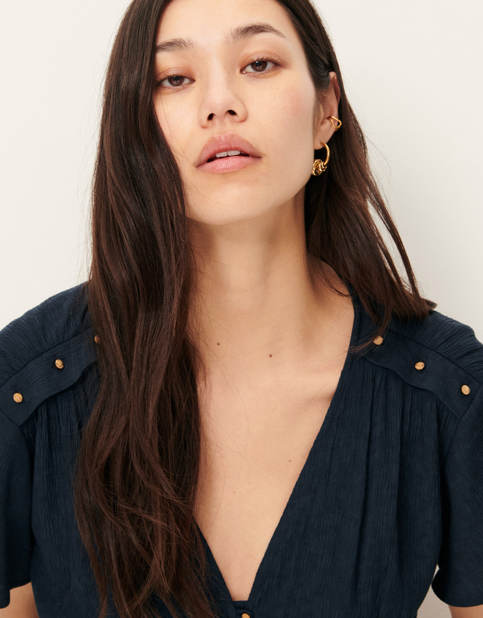 Sessun GALAYA Long dress with buttons Night Shadow