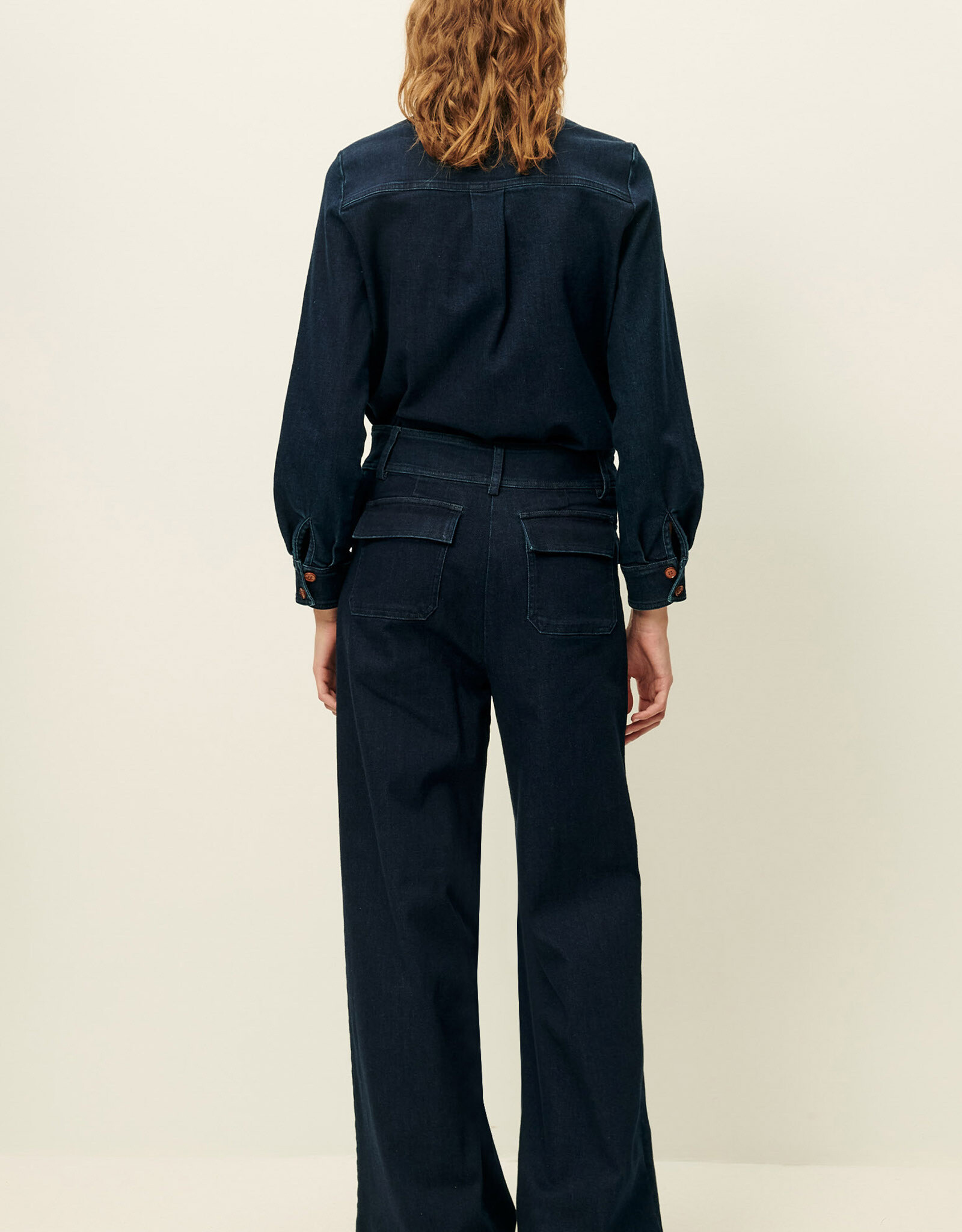 Sessun MANHATTAN Wide flared pants Denim Blue