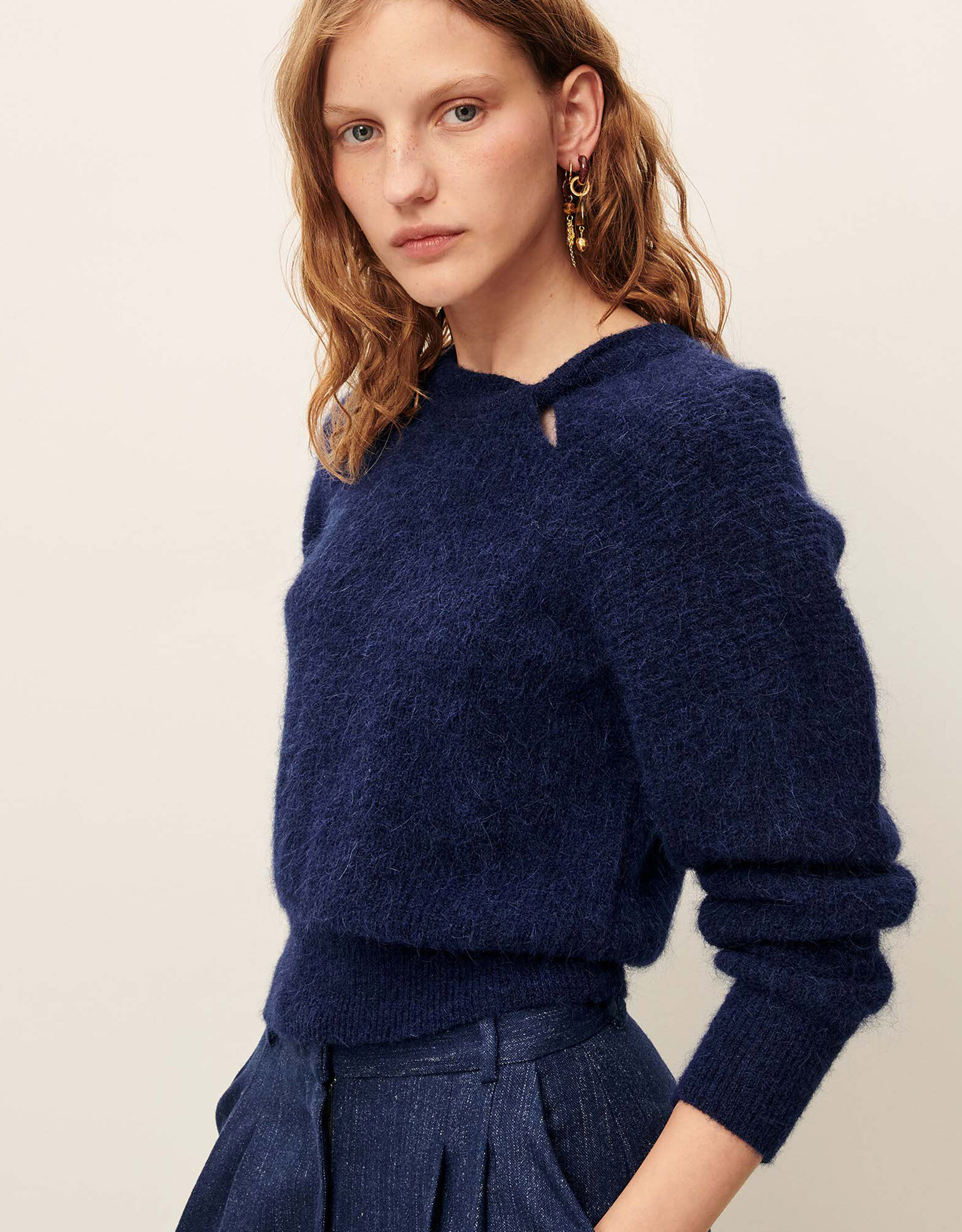 Sessun TWIST BLUES Twisted collar sweater Queen Blue
