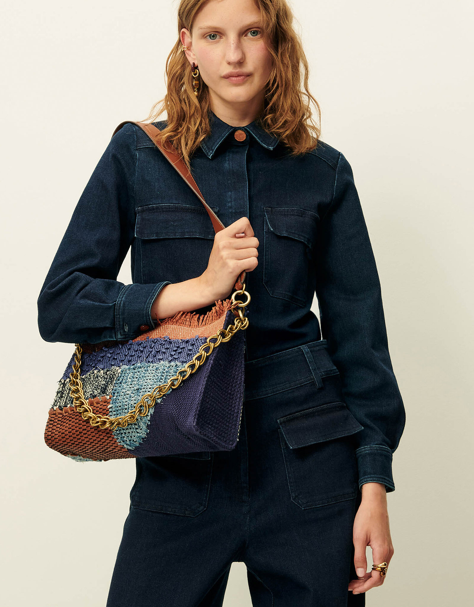 Sessun GUGGEN Patched pockets shirt GUGGEN-Denim Blue