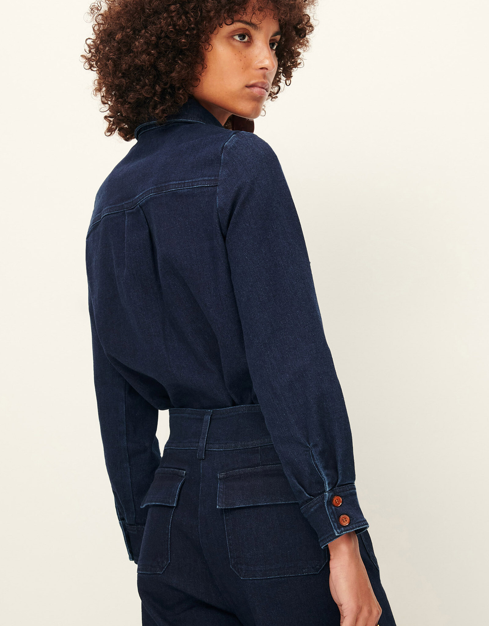 Sessun GUGGEN Patched pockets shirt Denim Blue AW25