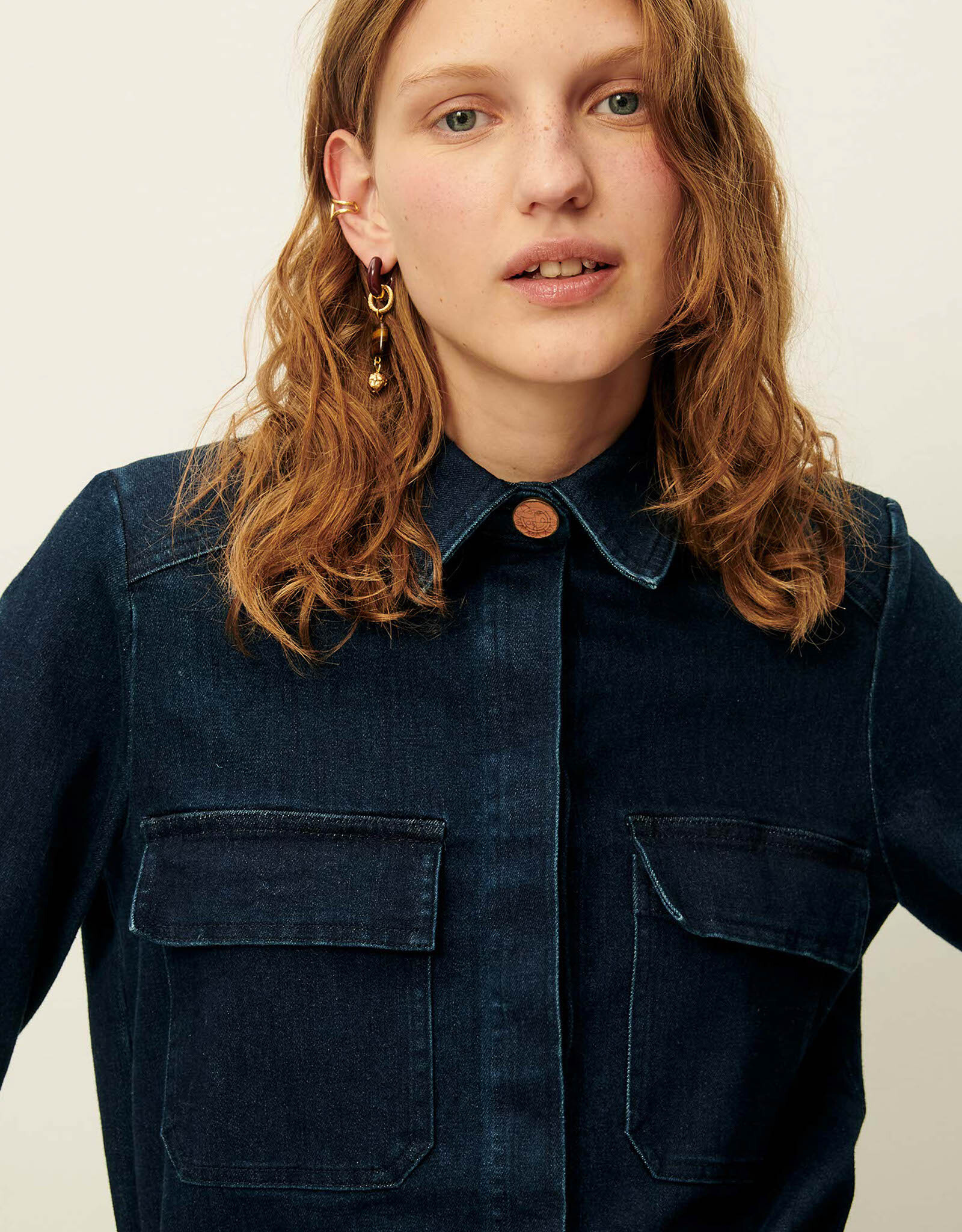 Sessun GUGGEN Patched pockets shirt Denim Blue AW25