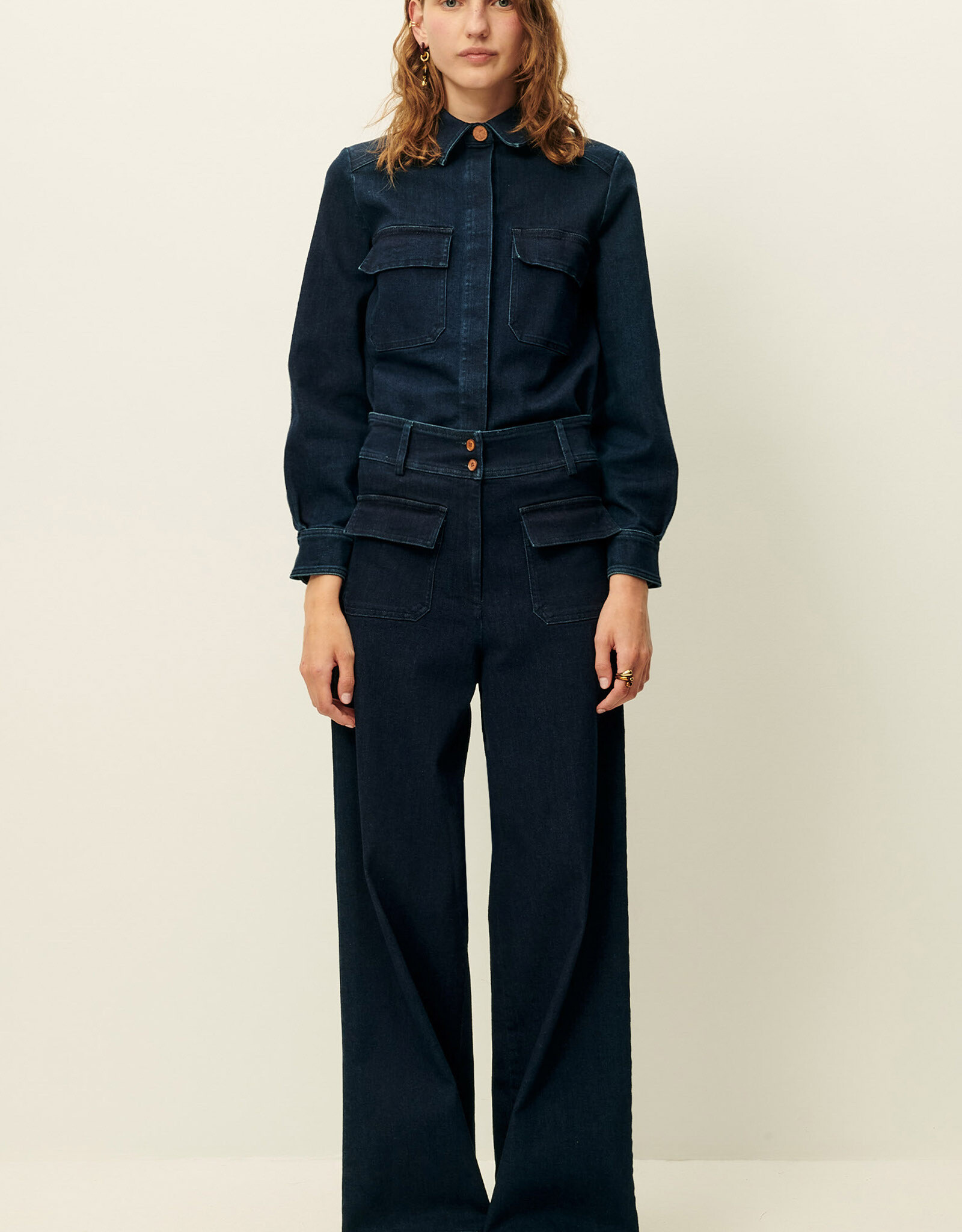 Sessun GUGGEN Patched pockets shirt Denim Blue AW25
