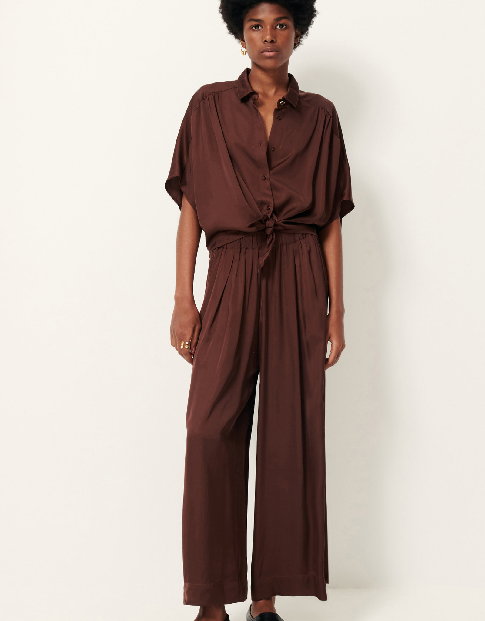 Sessun ALFASSA NIGHT Tied blouse Moka