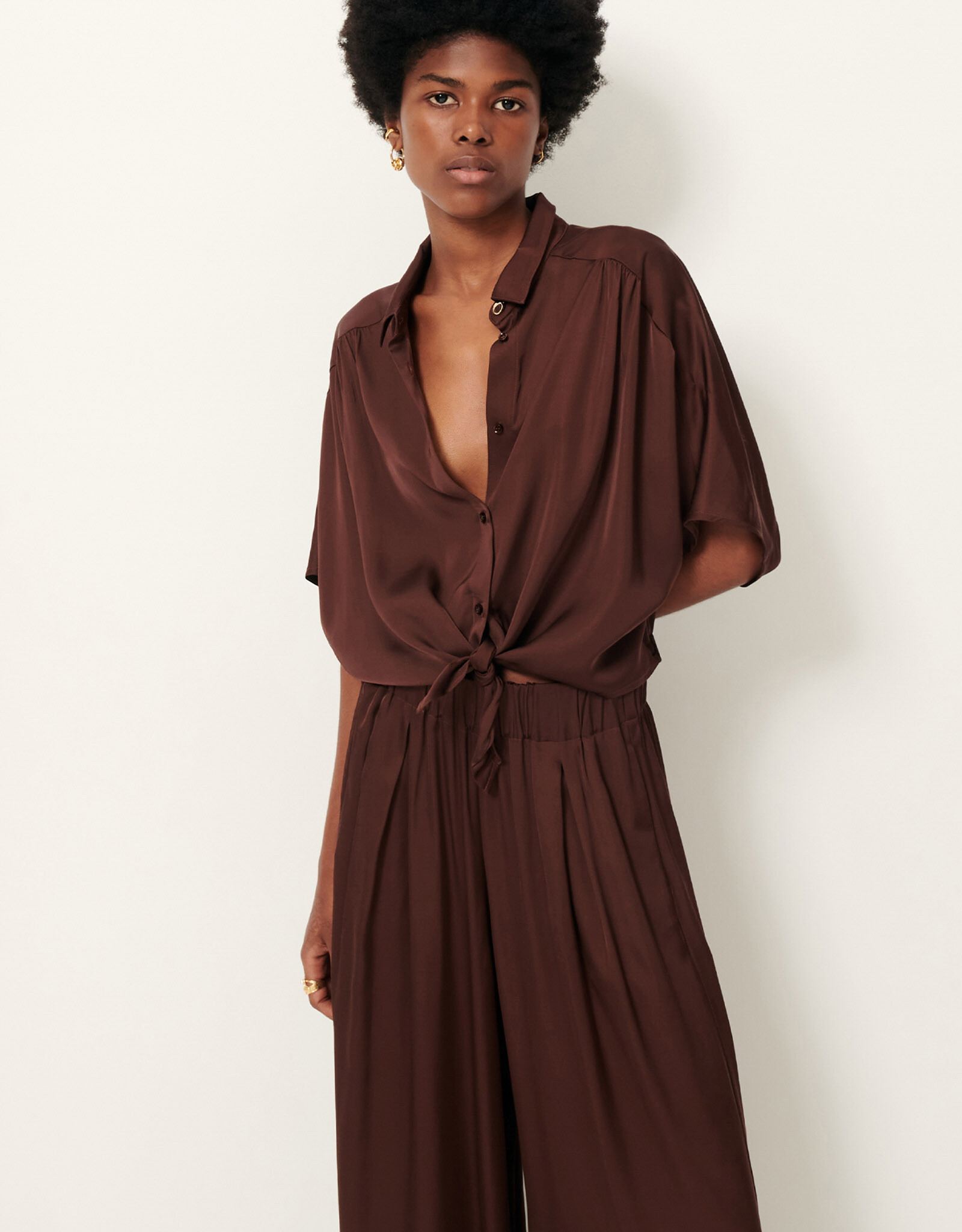 Sessun ALFASSA NIGHT Tied blouse Moka