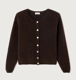 American Vintage GILET COURT ML COL ROND CAFE CHINE