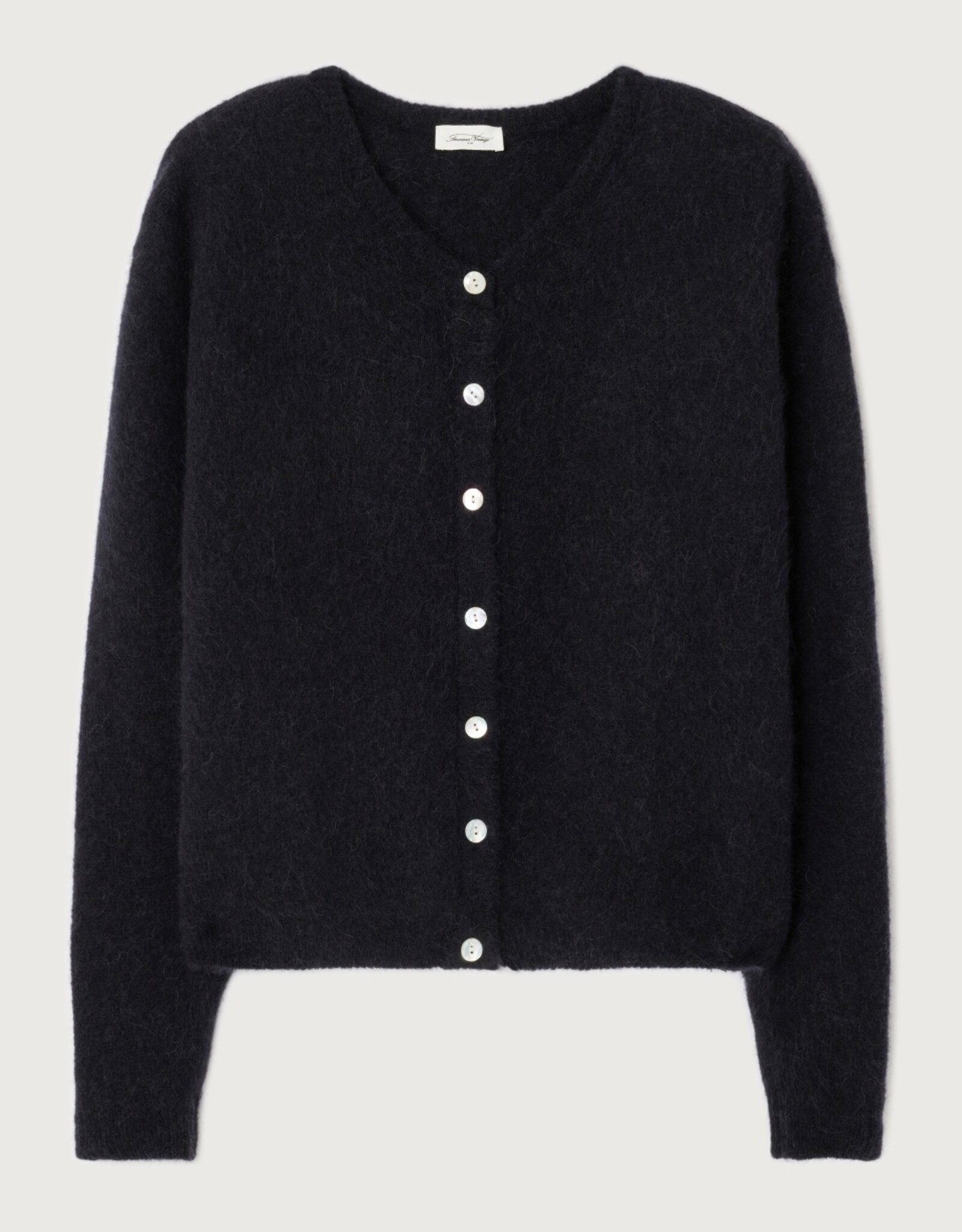 American Vintage VITO19EH25 GILET COURT ML COL NOIR