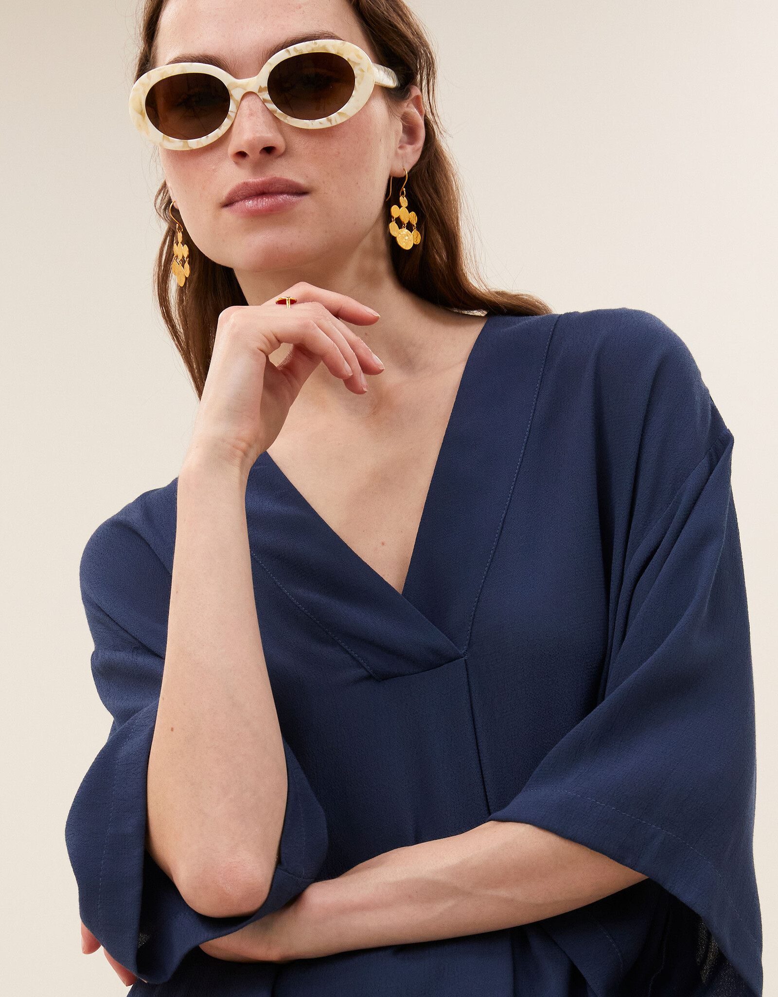 By-bar owen viscose blouse winter blue