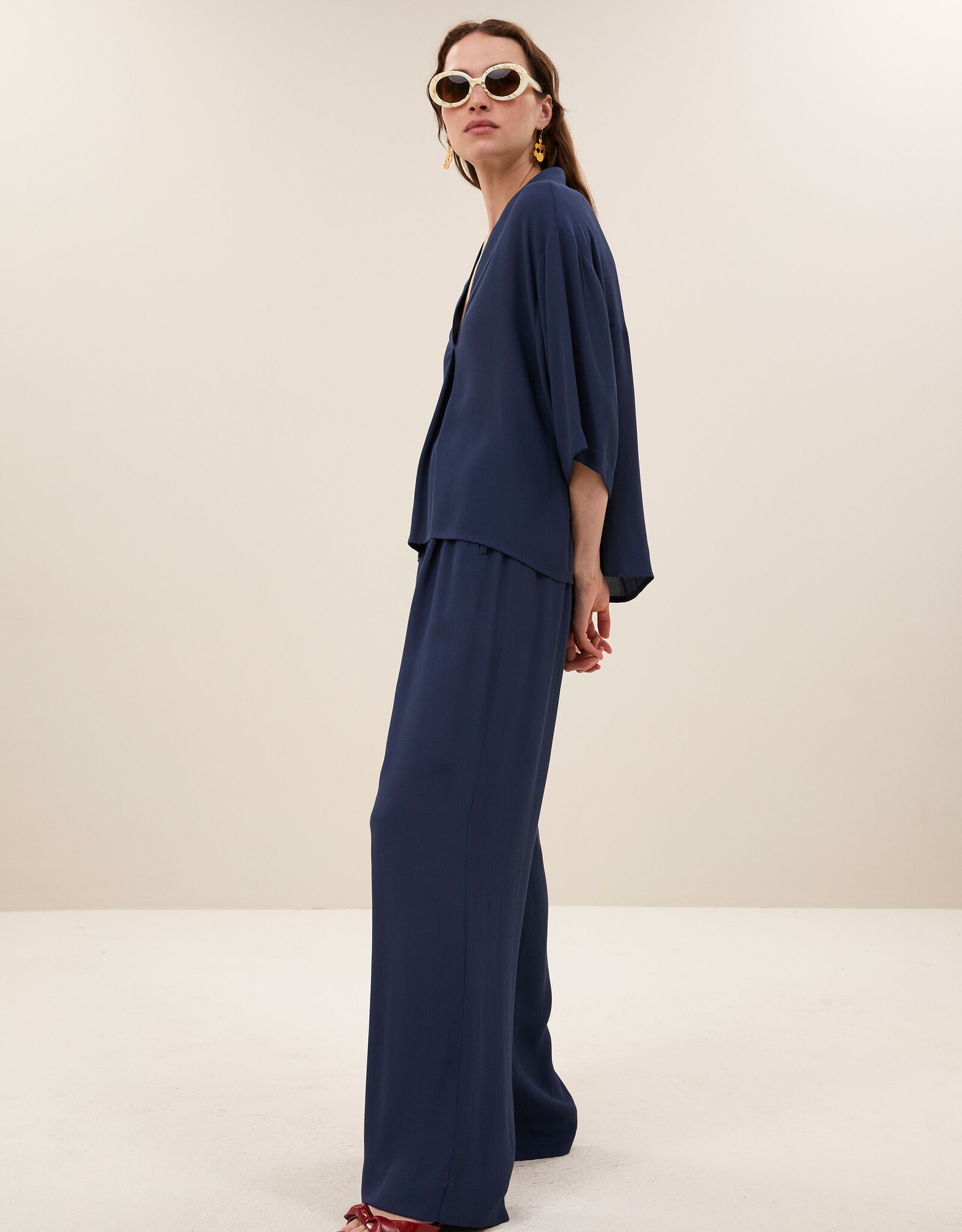 By-bar owen viscose blouse winter blue