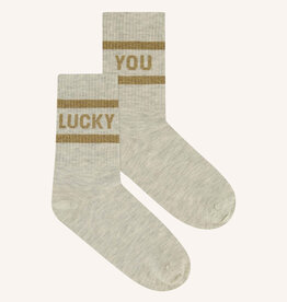 By-bar lucky sparkle grey socks gold