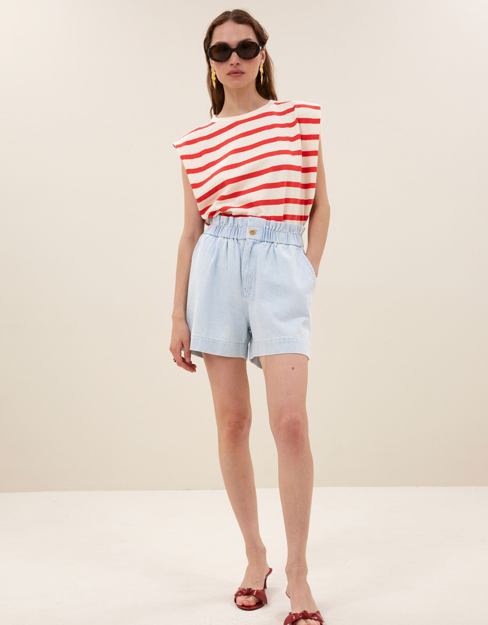 By-bar leon bleached denim short bleached denim