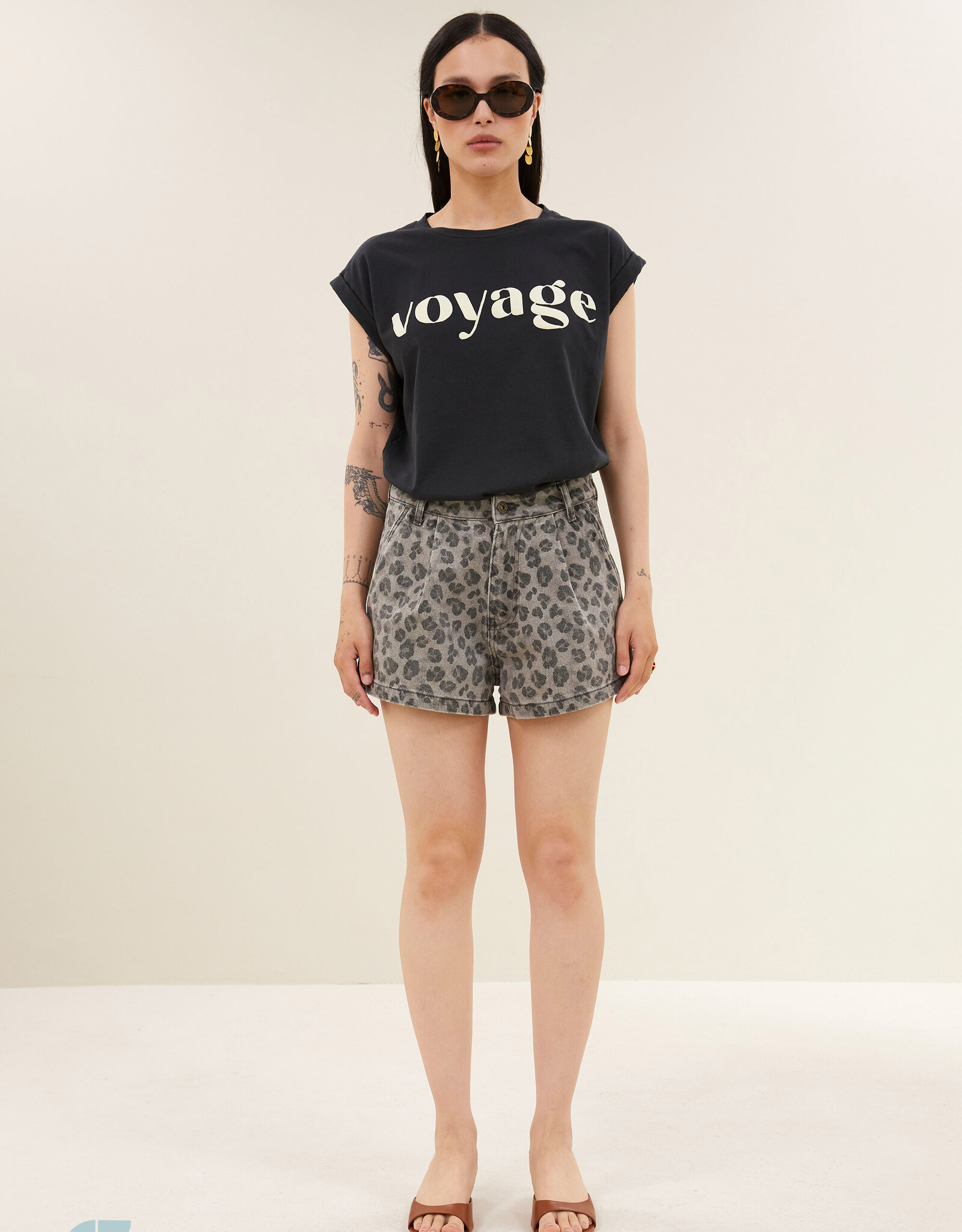 By-bar june grey cheetah shorts grey cheetah