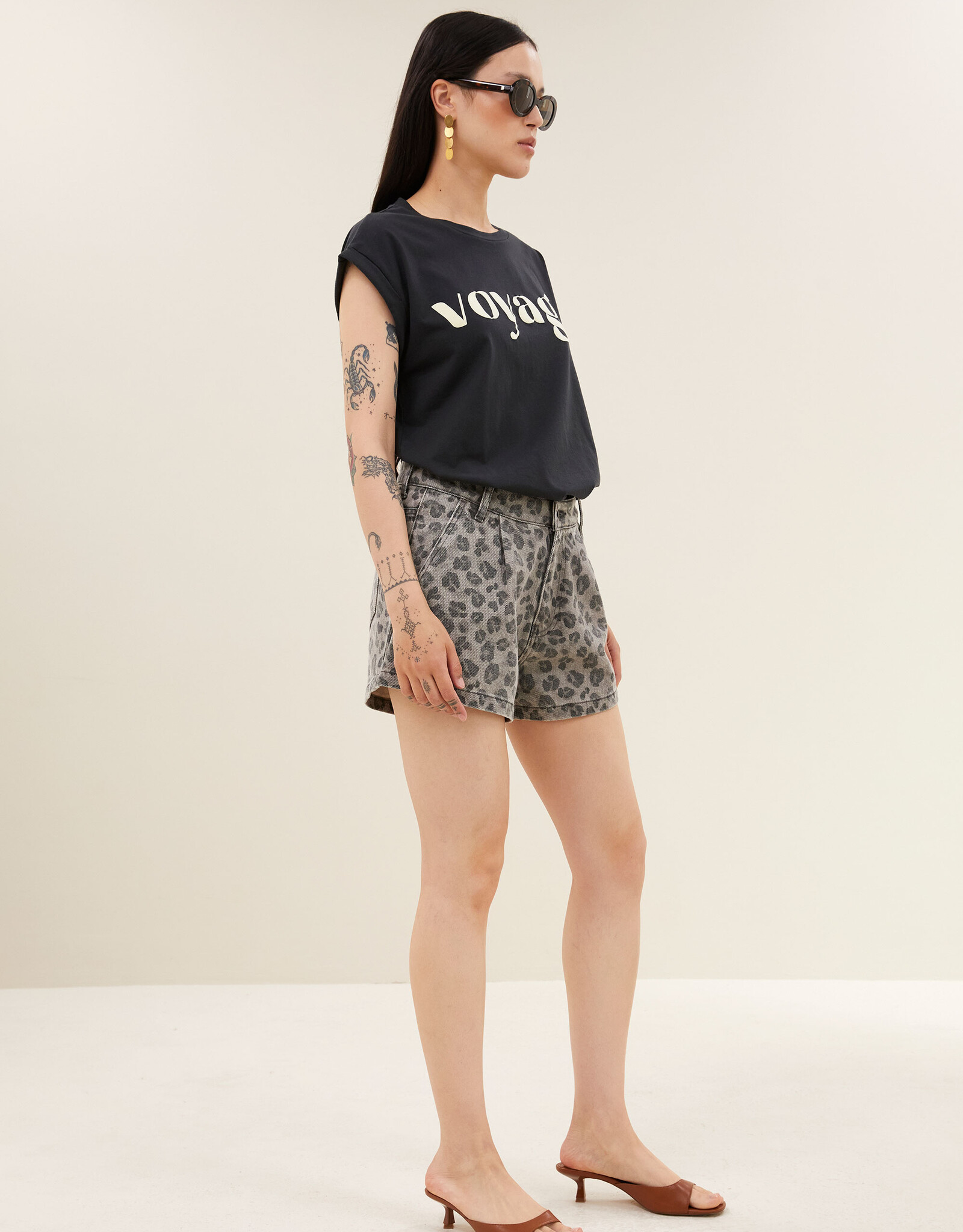 By-bar june grey cheetah shorts grey cheetah