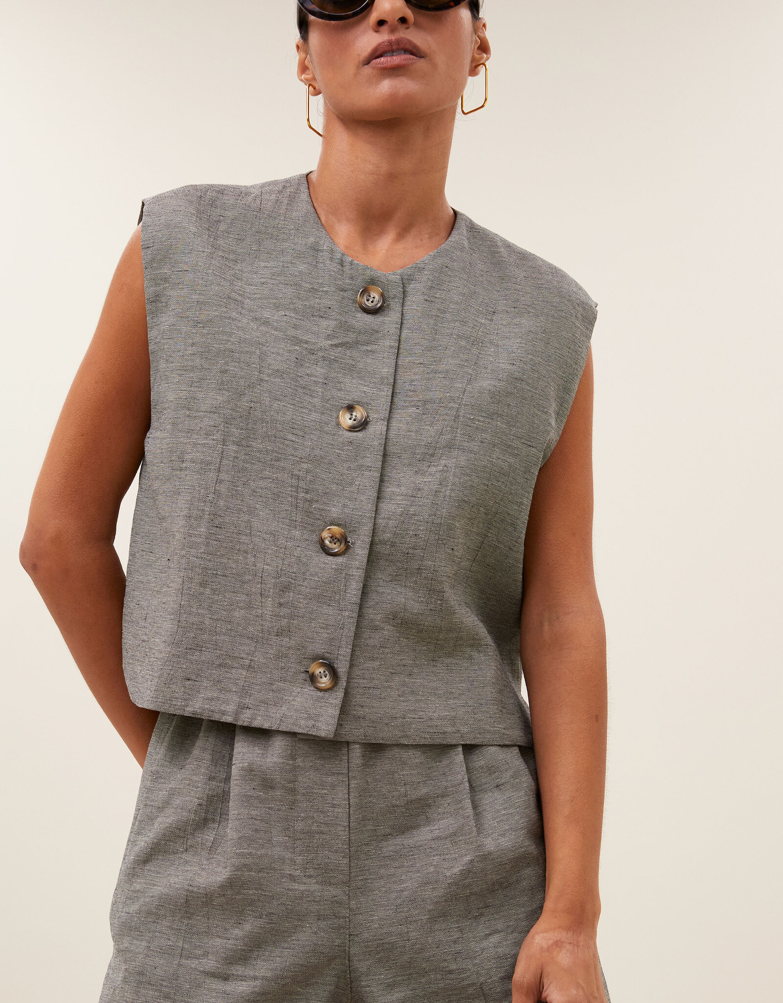 By-bar nori melange gilet charcoal melee