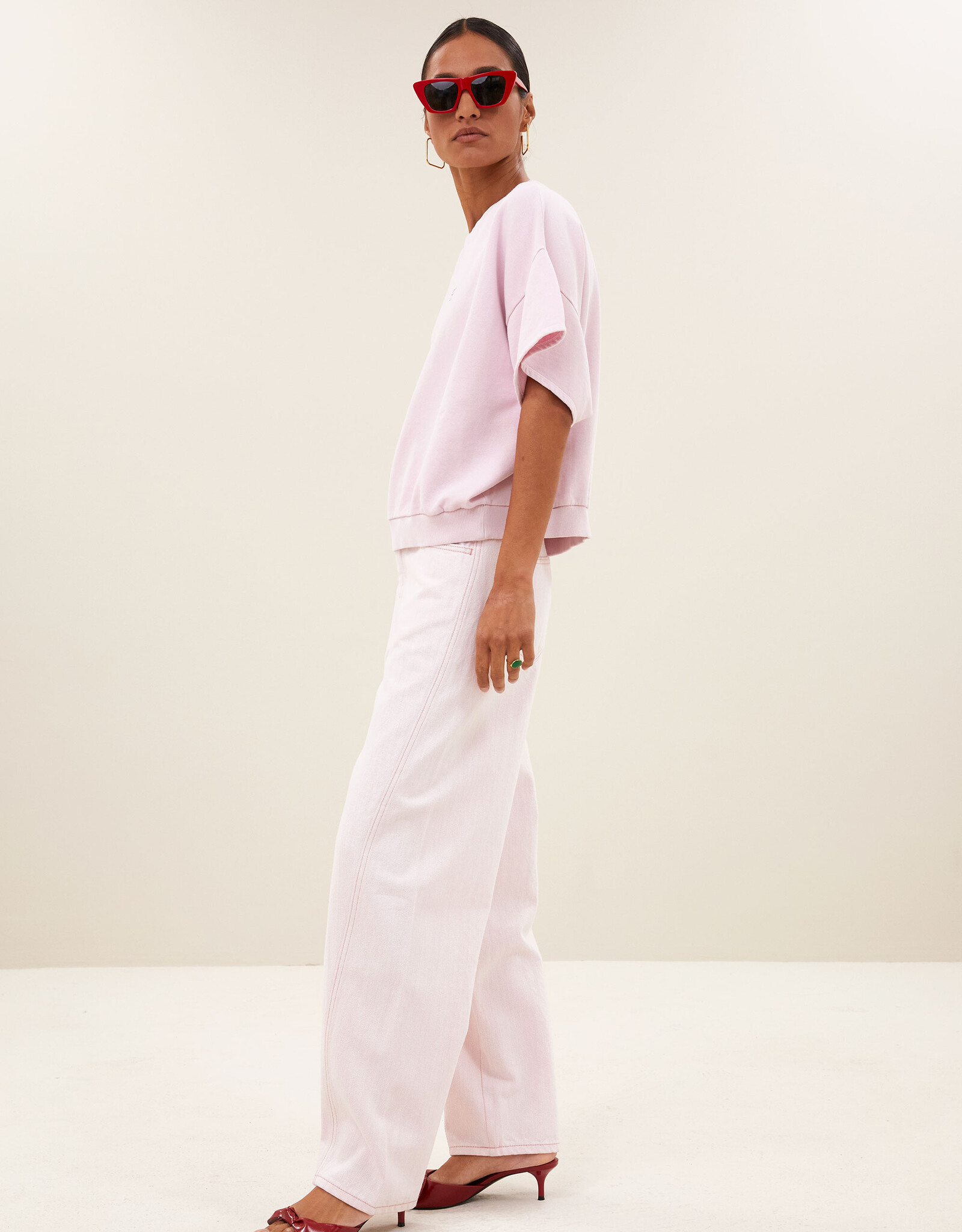 By-bar begum slub jeans light pink