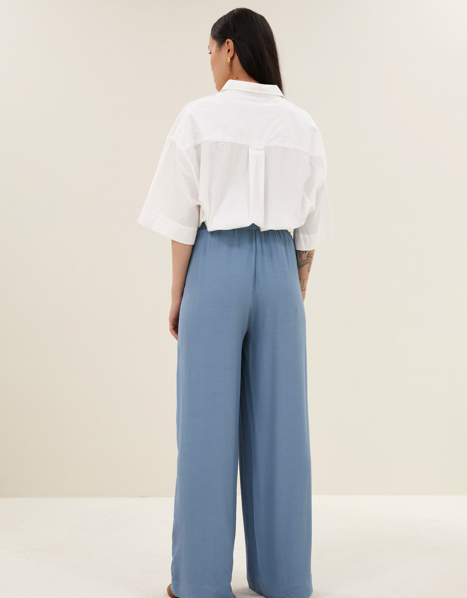 By-bar benji viscose pants blue stone