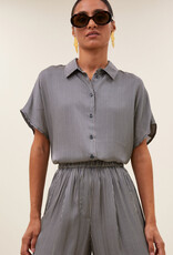 By-bar benji silky stripe pants jet black stripe