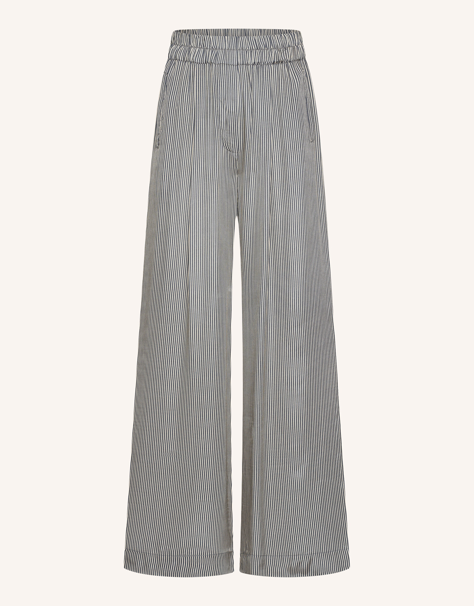 By-bar benji silky stripe pants jet black stripe