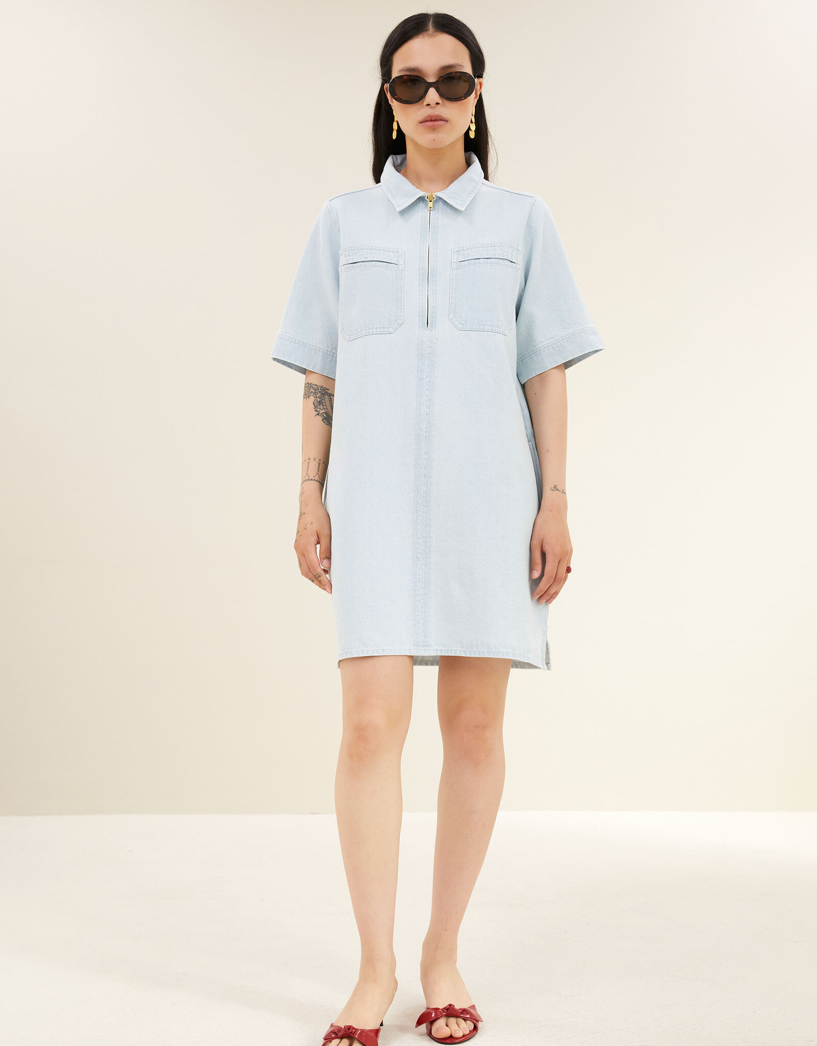 By-bar philipe bleached denim dress bleached denim
