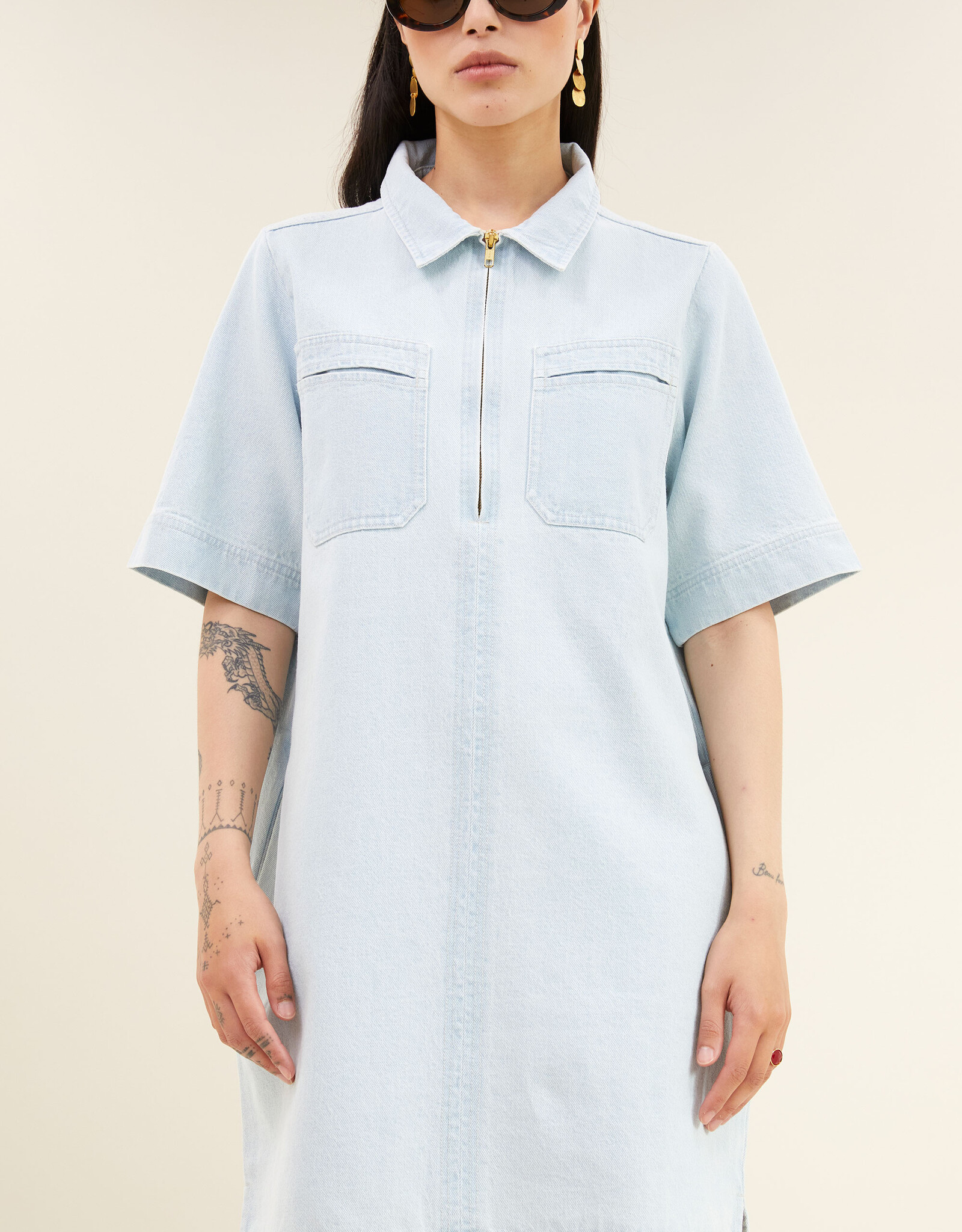By-bar philipe bleached denim dress bleached denim