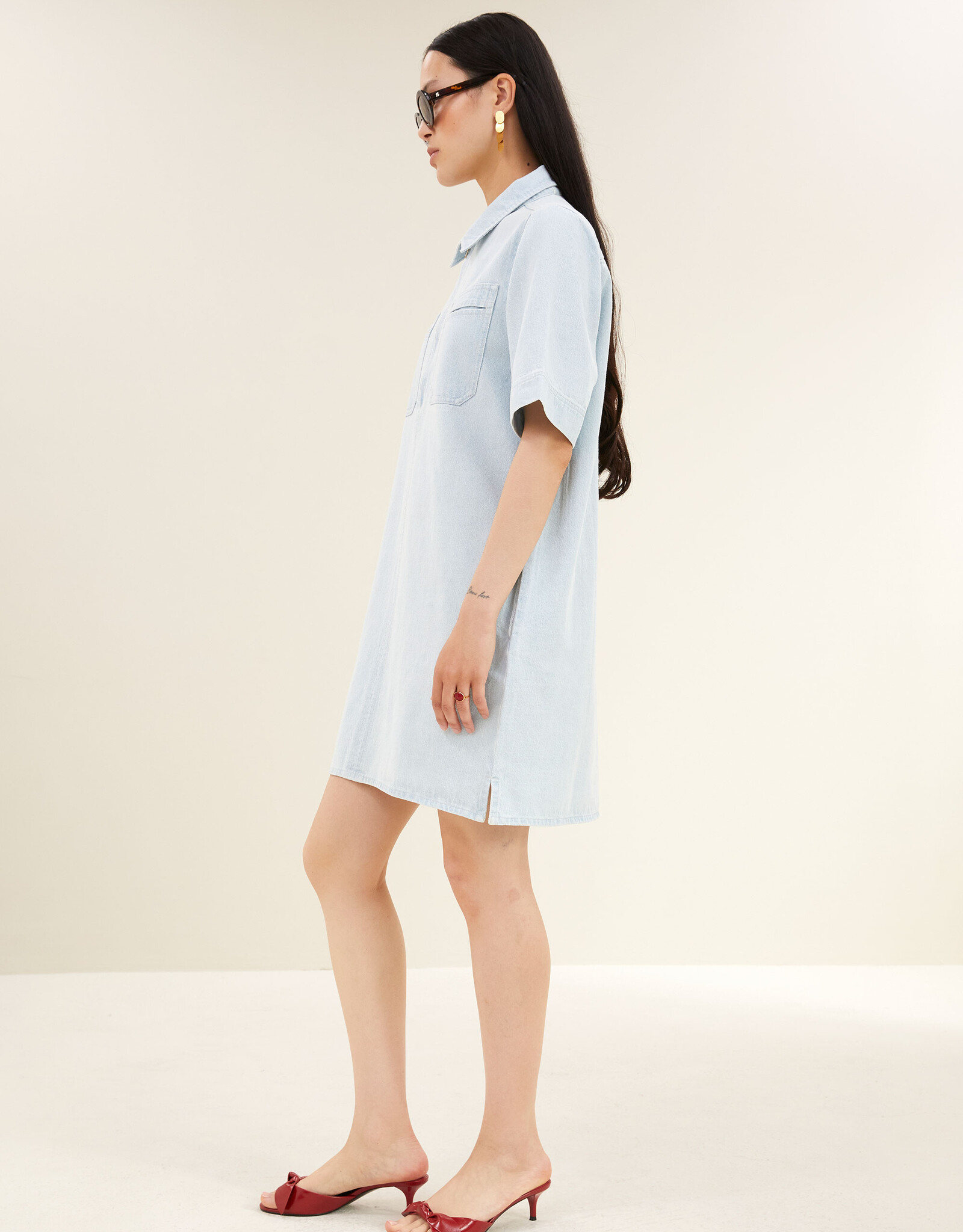 By-bar philipe bleached denim dress bleached denim