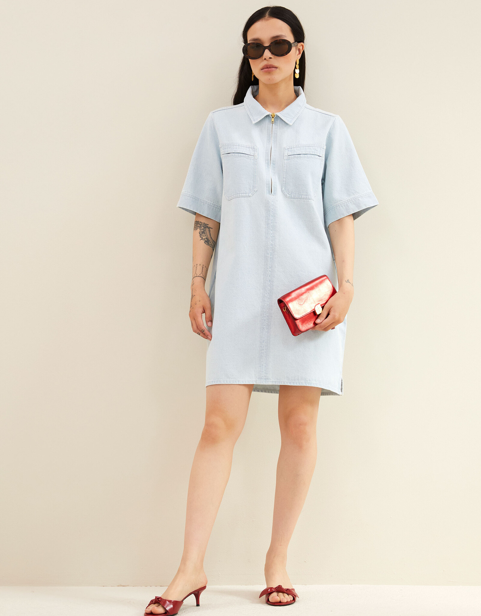 By-bar philipe bleached denim dress bleached denim
